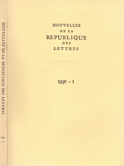 Nouvelles de la Republique des Lettres Vol - copertina