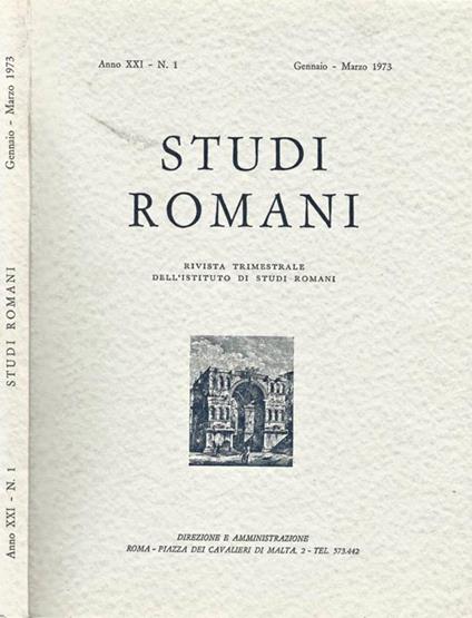 Studi Romani Anno XXI-N. 1. Rivista trimestrale dell'Istituto di Studi Romani - copertina