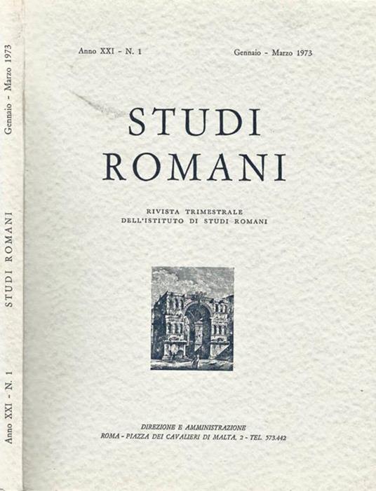 Studi Romani Anno XXI-N. 1. Rivista trimestrale dell'Istituto di Studi Romani - copertina