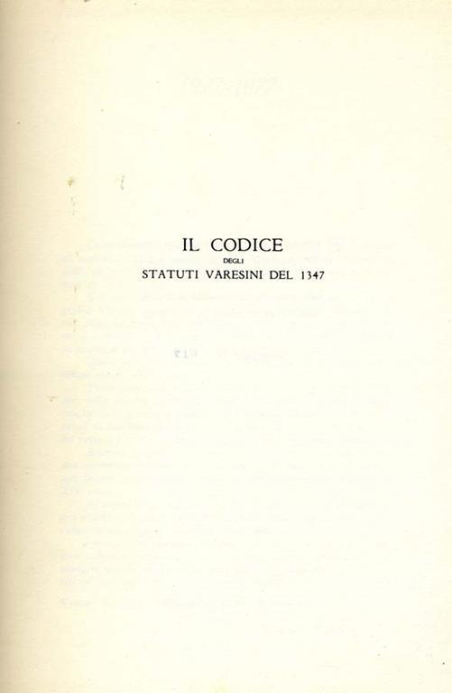 Il Codice degli Statuti Varesini del 1347 - copertina