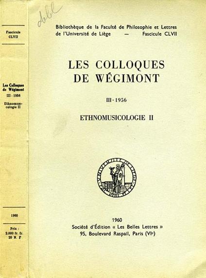 Les Colloques De Wegimont III-1956. Ethnomusicologie II - copertina