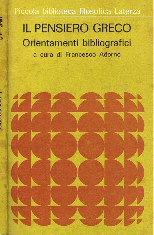 Il pensiero greco. Orientamenti bibliografici - copertina