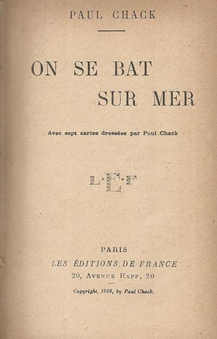 On Se Bat Sur Mer - Paul Chack - copertina