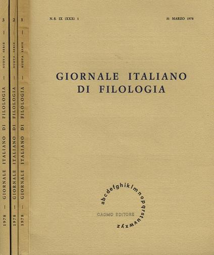 Giornale Italiano Di Filologia N.S. Anno Ix - copertina