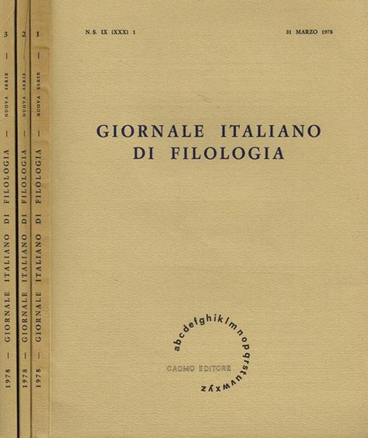 Giornale Italiano Di Filologia N.S. Anno Ix - copertina