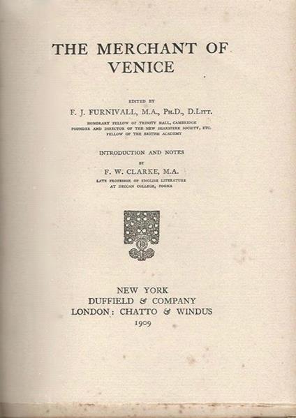 The Mercant Of Venice - William Shakespeare - copertina
