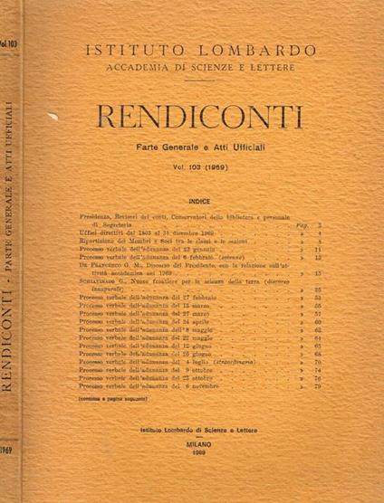 Rendiconti. Parte Generale E Atti Ufficiali. Vol. 103 - copertina