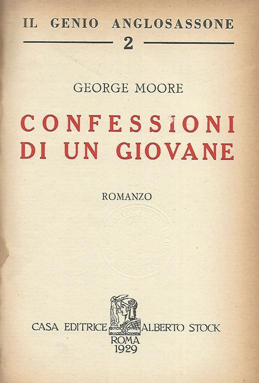 Confessioni di un giovane - George Moore - copertina