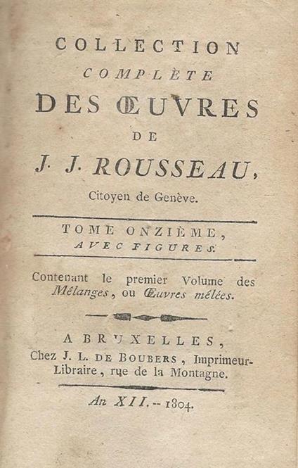 Oeuvres - Jean-Jacques Rousseau - copertina