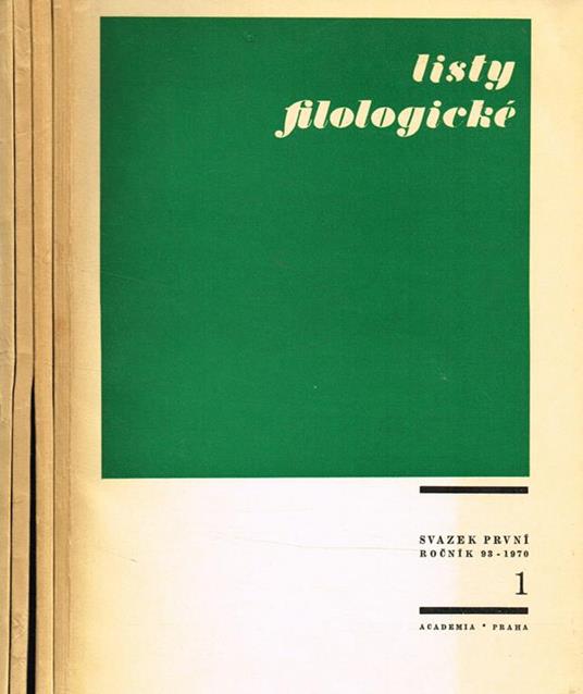 Listy Filologickè Anno 93 N.1 2 3 4 - copertina