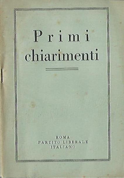 Primi chiarimenti - copertina