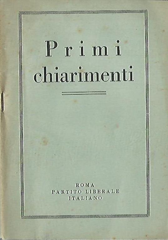 Primi chiarimenti - copertina