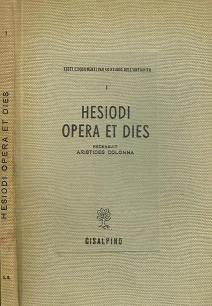 Opera Et Dies - Esiodo - copertina