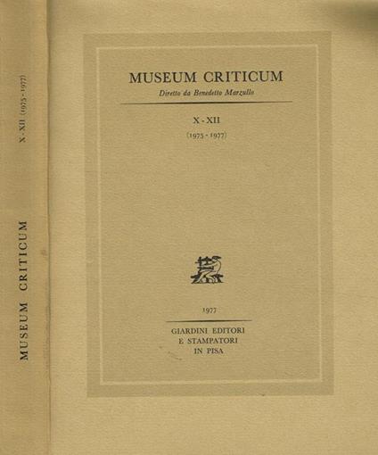 Museum Criticum X Xii. 1975 1977 - copertina