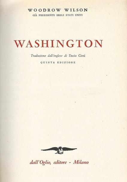Washington - Woodrow Wilson - copertina