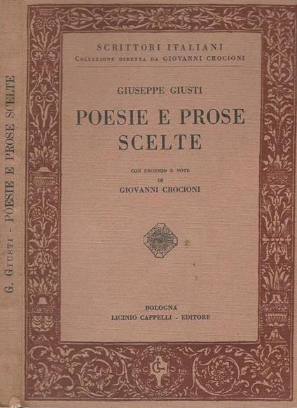 Poesie e prose scelte - Giuseppe Giusti - copertina