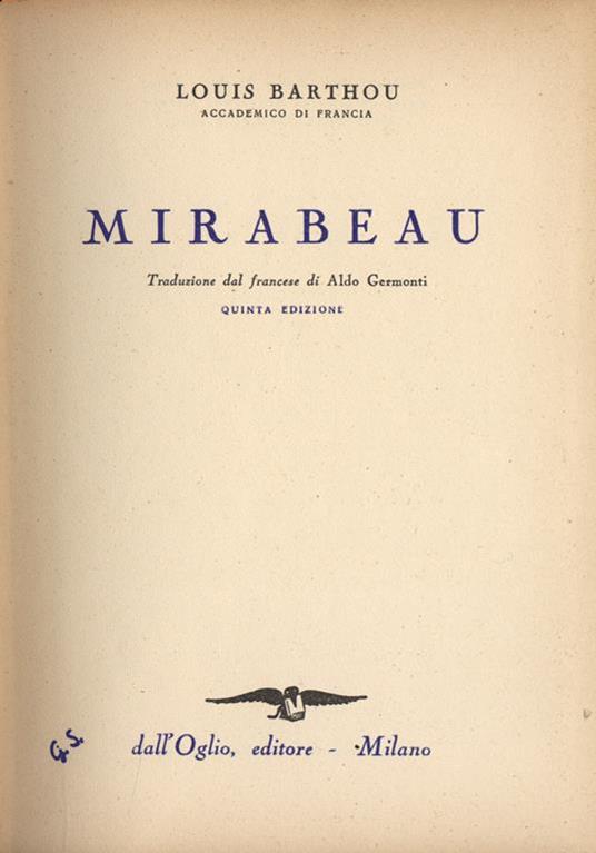 Mirabeau - Louis Barthou - copertina