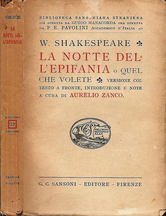 La Notte Dell'Epifania. O quel che volete - William Shakespeare - copertina