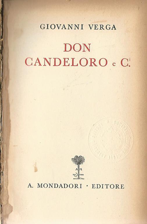 Don Candeloro e C - Giovanni Verga - copertina