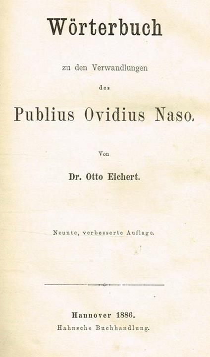 Worterbuch Zu Den Verwandlungen Des Publius Ovidius Naso - copertina