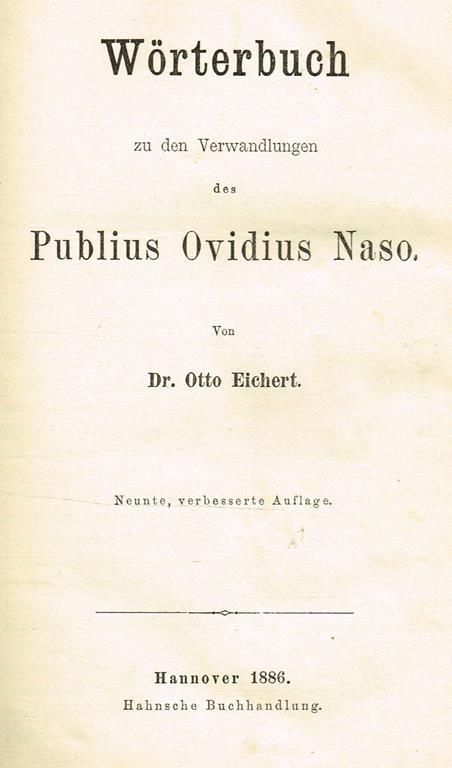 Worterbuch Zu Den Verwandlungen Des Publius Ovidius Naso - copertina
