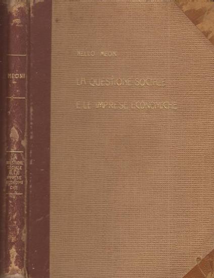 La questione sociale e le imprese economiche - Nello Meoni - copertina