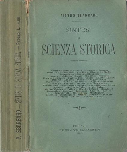 Sintesi Di Scienza Storica - Pietro Sbarbaro - copertina