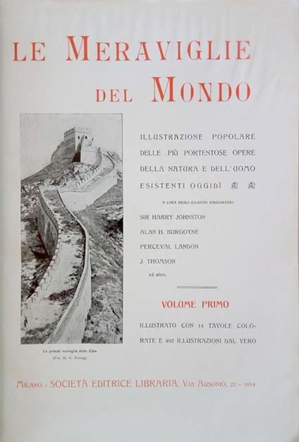 Le Meraviglie del Mondo. Illustrazione popolare delle più portentose opere della natura e dell'uomo esistenti oggidì - copertina