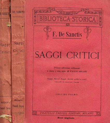 Saggi Critici Vol.I Ii - F.De Sanctis - copertina