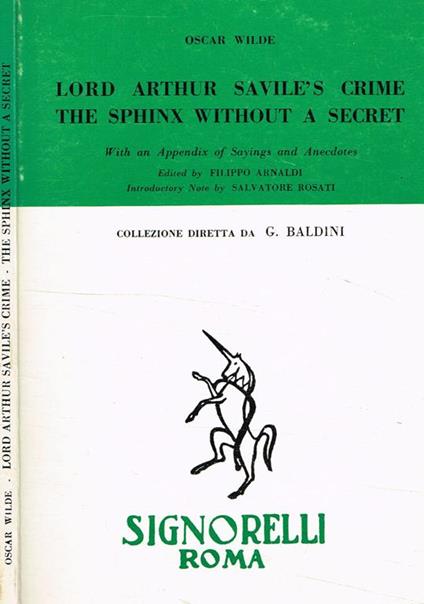 Lord Arthur SavilèS Crime The Sphinx Without A Secret - Oscar Wilde - copertina