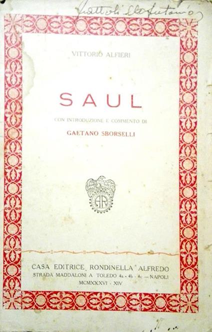 Saul - Vittorio Alfieri - copertina