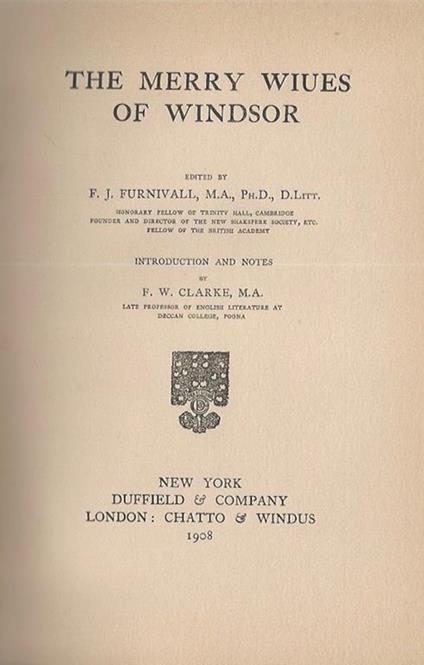 The Merry Wiues of Windsor - William Shakespeare - copertina