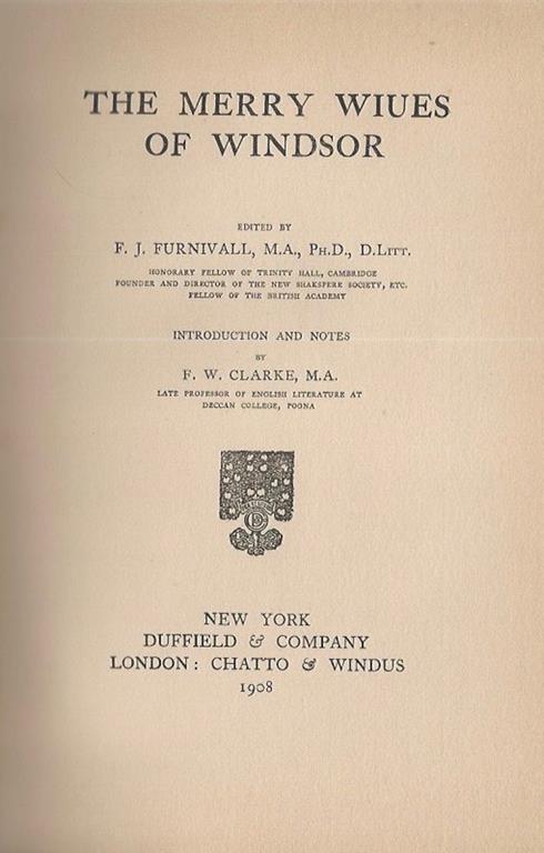 The Merry Wiues of Windsor - William Shakespeare - copertina