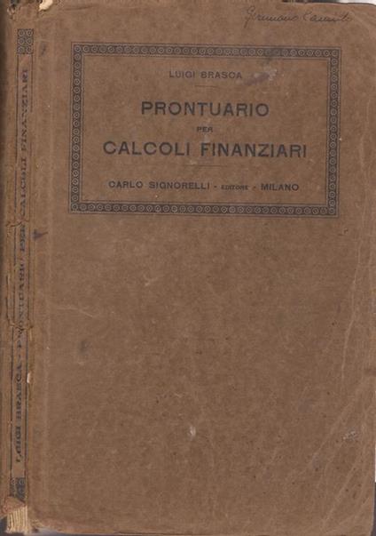 Prontuario per calcoli finanziari - Luigi Brasca - copertina