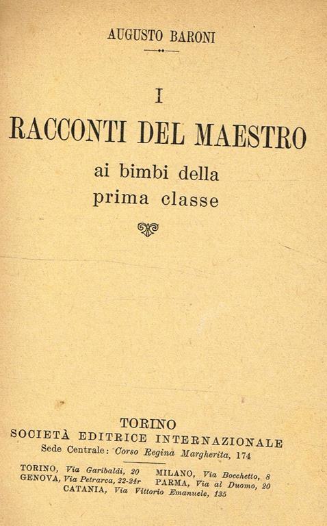 I Racconti Del Maestro Ai Bimbi Della Prima Classe - Augusto Baroni - copertina