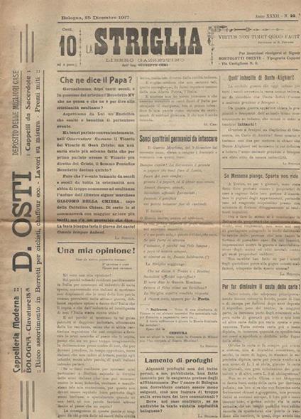 La Striglia N. 22. Libero Gazzettino dell' Ing. Giuseppe Ceri - copertina