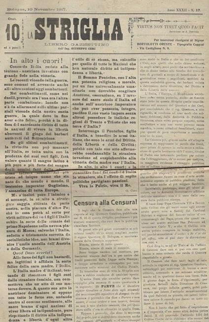 La Striglia N. 17. Libero Gazzettino dell' Ing. Giuseppe Ceri - copertina