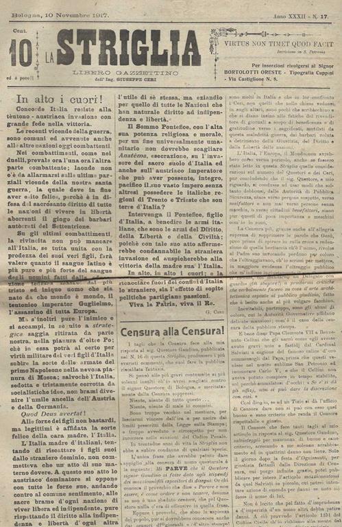 La Striglia N. 17. Libero Gazzettino dell' Ing. Giuseppe Ceri - copertina