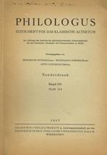 Philologus Band 101 Heft 3/4. Zeitschrift Fur Das Klassische Altertum, Estratto
