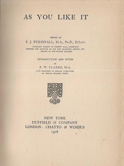 As You Like It - William Shakespeare - copertina
