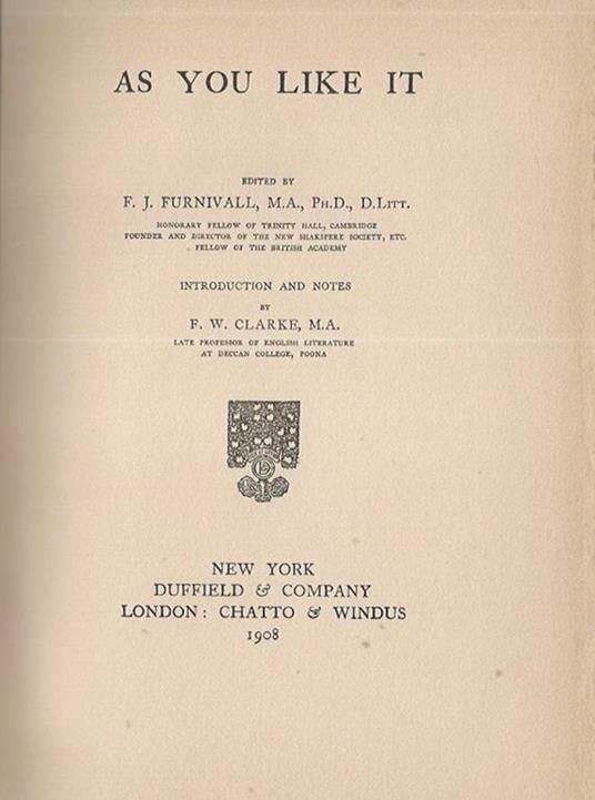 As You Like It - William Shakespeare - copertina