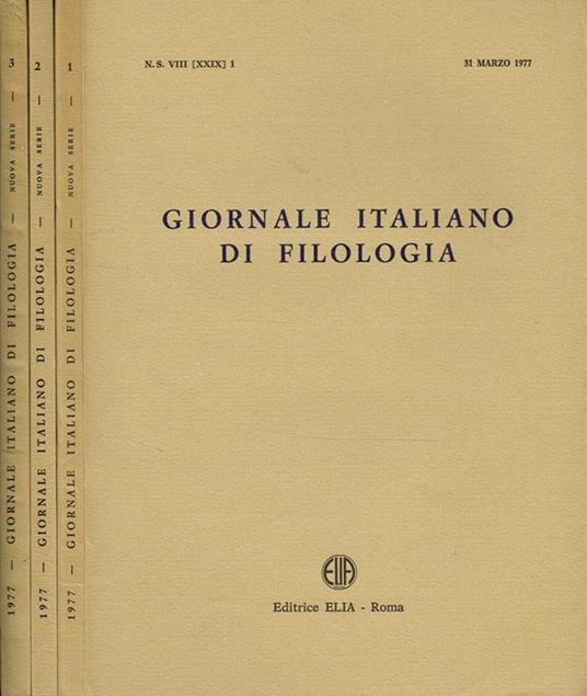 Giornale Italiano Di Filologia N.S. Anno Vii - copertina
