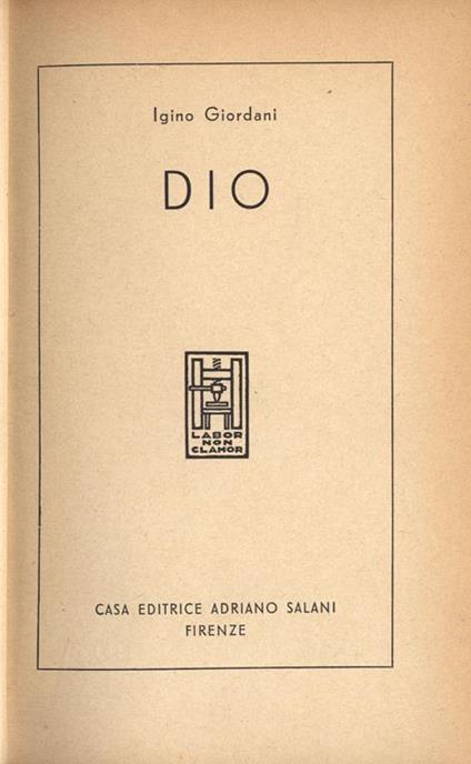 Dio - Igino Giordani - copertina