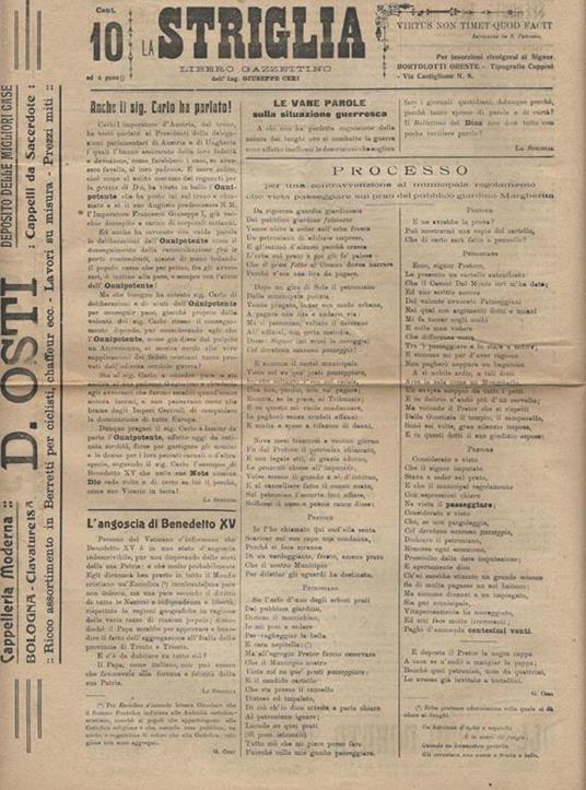 La Striglia N. 21. Libero Gazzettino dell' Ing. Giuseppe Ceri - copertina