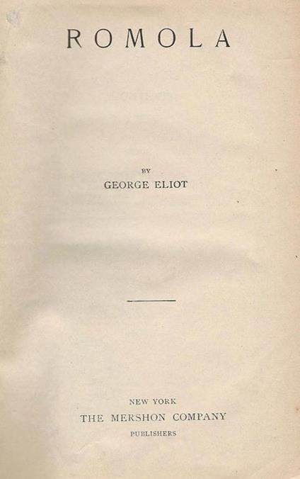 Romola - George Eliot - copertina