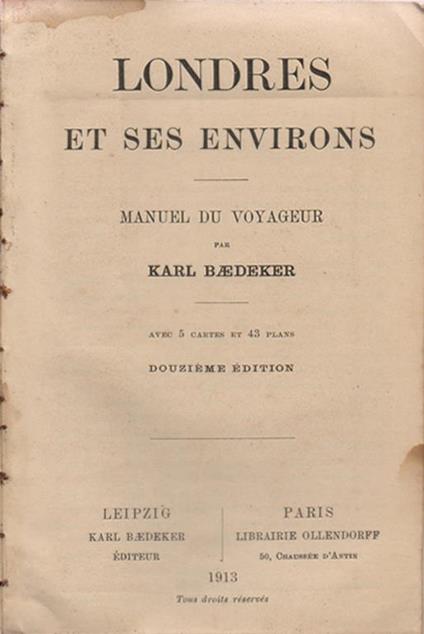 Londres et ses environs. Manuel du voyageur - Karl Baedeker - copertina
