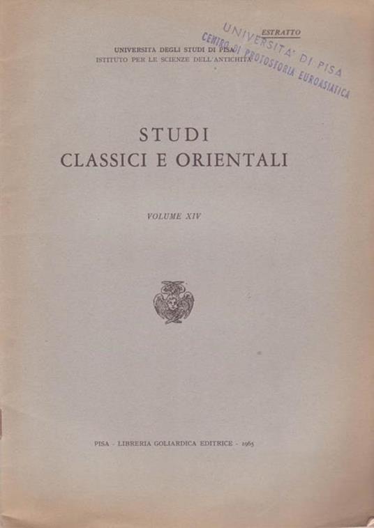 Studi Classici E Orientali - copertina