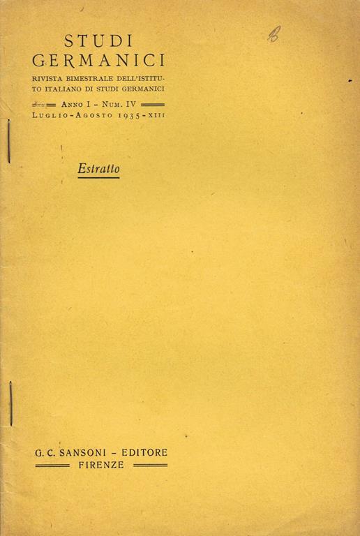 Studi Germanici N. IV - copertina