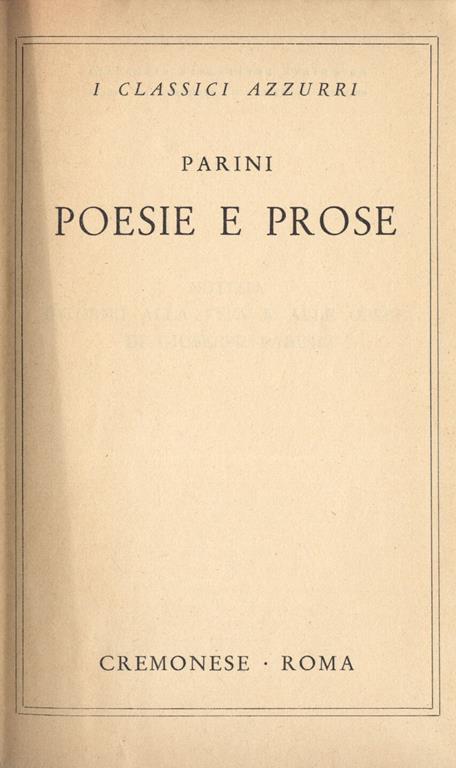 Poesie e prose - Giuseppe Parini - copertina