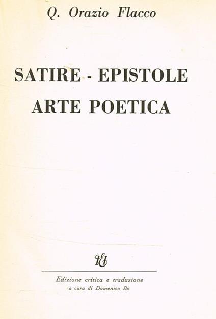 Satire Epistole Arte Poetica - Q. Flacco Orazio - copertina